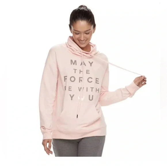 Her Universe Tops - Her Universe Star Wars May The Force Be With You Pink Cowell Neck Sweatshirt XS